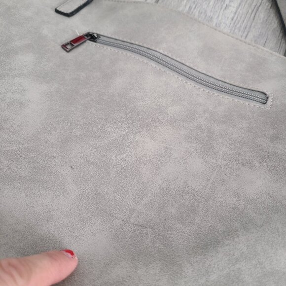 Sam & Hadley Faux Suede Tote Shoulder Bag Over The Shoulder Gray - Picture 7 of 12